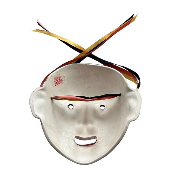 Vintage Clay Clown Face Mask With Ribbon Straps - Costume, Decor, Or Collectors - Picture 5 of 7